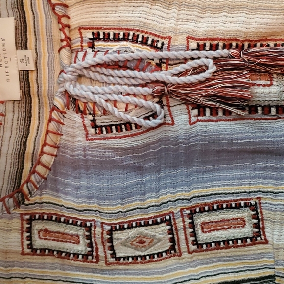 New Directions Womens Blue Striped Boho 3/4 Sleeve Embroidered Blouse-EUC-Sz S - Picture 10 of 15